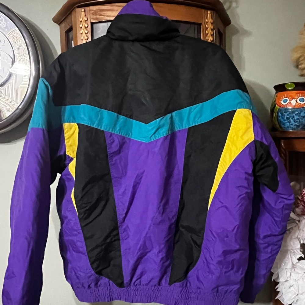 Vintage Edelweiss Skiwear Color Block Puffer Style Slopes Winter Snow Coat Large - Picture 9 of 11